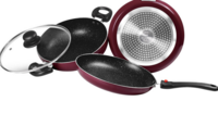 Pro Cook Induction Kitchen Jewel Peach Set of 3 Fry pan 1.6 L Kadhai 2.5 L & Tawa