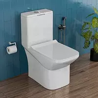 CLUSTER Ceramic Commode For Toilet/One Piece Western Toilet/Commode With Soft Closing Toilet Seat - S Trap Outlet (Glossy White)