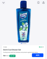 @59 (66% off) Dermi Cool Shower Gel 250ml on Instamart:
Available Mumbai check yours