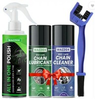 WAZZOX Combo Of Chain Lubricant + Chain Cleaner + Bike & Car Polish With Cleaning Brush Cleans