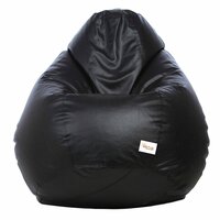 Sattva Classic Leatherette Bean Bag Cover (Without Beans) XXL Size - Black