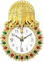 Shrijay God Ganesh Ji Analog Wall Clock (Gold, With Glass)