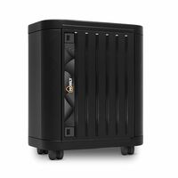 Homly Inverter & Battery Trolley with Front Door | Heavy Duty Inverter Stand with Cover Box & 6-Wheel Mobility | Support Single Flat Plate/Short Tubular/Tall Tubular Battery - Black