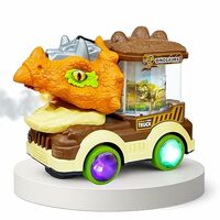 VGRASSP Bump and Go Dinosaur Truck Toy with Lights, Music, Mist Spray & Rotating Lamp