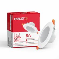 EVEREADY 8W LED Downlight, Round Shape, Cool Day White, 75 lm/W Efficiency, 4KV Surge Protection, 600 Lumens, 75mm Cut Size, Lightweight, Integrated Driver, Junction Box Fit