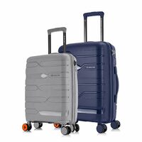 Nasher Miles Paris Hard-Sided Polypropylene Luggage Set of 2 | 55cm & 65cm | 8 Wheels Double Spinner Small & Medium Trolley Bag for Travel | Suitcase (Maroon & Peach)