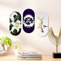 Amazon Brand - Solimo MDF Wall Décor with Self-adhesive Sticker for Home Décor | Less Stress | Set of 3