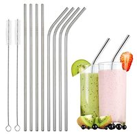 Decorcrafts Stainless Steel Straws for Drinking with Brushes Pack of 10Pieces 