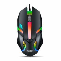 FRONTECH Wired USB Gaming Mouse | 3 Button Mouse| RGB Light| 1200 DPI | Scroll Wheel| Compact and Stylish Grip| USB Plug & Play (MS-0070, Black)