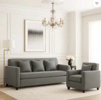 WAKESURE Premium Quality Jute Fabric 3 + 1 Sofa Set  (Dark Grey, DIY(Do-It-Yourself))