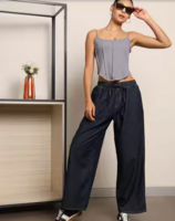 Shein Wide Leg Ankle Length Elasticated Drawstring Waist Jeans