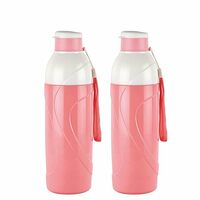 CELLO Puro Funtron 600 | Outer Plastic Body and Polyurethane Insulation | Easy Carry Wrist Belt | Keeping Content Cold for Long | 550ml | Set of 2, Pastel Pink