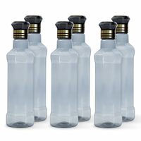 HW Kitchen Plastic Water Bottle I Water Bottle 1 Ltr | Ideal For Kitchen Home Office Travel Small Fridge For Room Gym| Unbreakable & Leak Proof I BPA Free | Set Of 6 Water Bottles, Blue