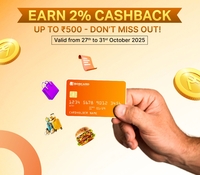 BOB Card - Get 2% cashback on your spend using BOB CARD between 27-31 Oct