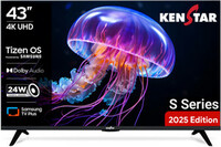 Kenstar 109 cm (43 inch) Ultra HD (4K) LED Smart Tizen TV 2025 Edition with Metal Frameless Design | 24W Dolby Audio | Samsung TV Plus (100+ Free Channels) | Voice enabled Smart Remote (43UHDTDKEETB)