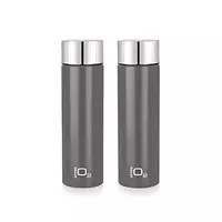 Attro O2 1100ml Stainless Steel Single Wall Water Bottle, Light Weighted Leak-Proof Use for Office, School, Outdoor & Gym, Set of 2 - Grey