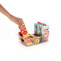 TRUBILLION CrystalStorage, Set of 2 Transparent Food Storage Baskets for Freezer with 3 Compartments,Removable Dividers,Handles,Stackable,Ideal for Kitchen,Fruits,Vegetables (Transparent (Set of 2))