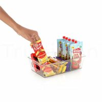 CrystalStorage, Set of 2 Transparent Food Storage Baskets for Freezer with 3 Compartments,Removable Dividers,Handles,Stackable,Ideal for Kitchen,Fruits,Vegetables (Transparent (Set of 2))