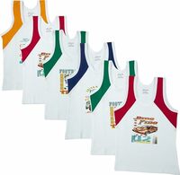 Dowin Kids Sleeveless Printed 100% Cotton Vests | Summer Wear Baniyan Infant Sando Toddler Undershirts | Skin Friendly | Lightweight | Sleeveless Design | (Pack of 6)