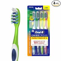 Pack Of 4 Oral-B Criss Cross Deep Clean Medium Bristles Manual Toothbrush For Adults,Tongue Cleaner, Multicolour Tooth Brush Set, Oral B Dentist Recommended Brand