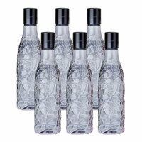 Kuber Industries BPA-Free Plastic Water Bottle | Leak Proof, Firm Grip, 100% Food Grade Plastic Bottles |For Home, Office, School & Gym|Unbreakable, Freezer Proof, Fridge Water Bottle|Pack of 6-Black