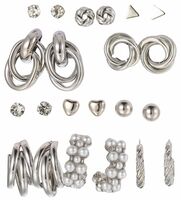 Shining Diva Fashion 11 Pairs Combo Set Latest Stylish Stud Earrings for Women and Girls (15820er)