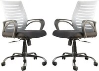 Mid Back Ergonomic Mesh Office Chair Set of 2 | Black & Grey 