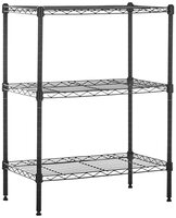 Amazon Basics Height Adjustable 3-Shelves Heavy Duty Rack - Black (Steel, Black Coated Chrome Finish), Tiered Shelf - Free Standing