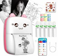 PeriPeri C6 Gift Box Combo Mini Thermal Printer (1Year Warranty) Inkless Bluetooth Pocket Printer with 6 Paper & Sticker Rolls. Compatible with iOS, Android (Pink)