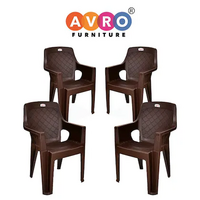 AVRO furniture 4005 Brown Durable Plastic Chair For Strong and Comfortable Seating Plastic Outdoor Chair  (Brown, Set of 4, Pre-assembled)