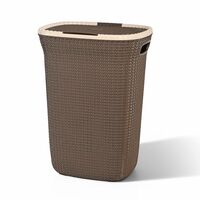 Kuber Industries Multipurpose Plastic Large 55 Ltr Laundry Basket with Lid & Handle | Ideal for Home & Bathroom | Marriott - Light Brown