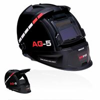 AG-5 Welding Safety Helmet with Dark Flip Lens – Lightweight Protective Head Screen, White and Folding Black Glass, Industrial Grade for Optimal Protection