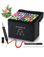 SHRIYEI Dual Tip Art Markers-48 48 PCS Bullet and Calligraphy Alcohol Ink Marker Nib Nib Sketch Pens on Flipkart