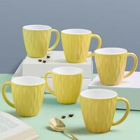 Larah by BOROSIL 6pc Opalware Curl Tea/Coffee Mug Set (200 ml Each) 