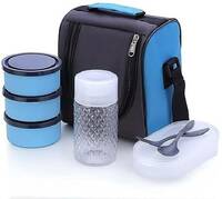 GLAMEXYMART Premium Lunch Box With bottle 5 Compartment With 2 Spoon Lunch Box 5 Containers Lunch Box  (1100 ml, Thermoware)