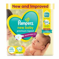Pampers Active Baby Tape Style Baby Diapers, Newborn/Extra Small (NB/XS) Size, 72 Count, Adjustable Fit with 5 star skin protection, Up to 5kg Diapers