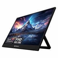 ZEBRONICS 15.6 inch Portable Monitor, FHD 1080p, 180° Adjustable Stand, Lightweight, 16:9 Aspect Ratio, 300Nits, 16.7M Colors, Dual Input - Type C + Mini HDMI, Built-in Speakers