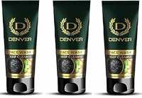 DENVER Deep Cleanse With Activated Charcoal & Mint Face Wash (50GM Each) - Pack of 3 | Deep Pore Cleaning Charcoal Face Wash for Men | Fights Acne and Pollution | All Skin Type