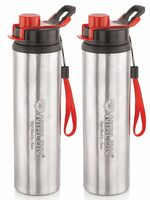 NIRLON Single Wall Stainless Steel Water Bottle with Flip Cap/Bottle for School Kids, College, Yoga Sports, Leak Proof, Set of 2