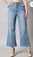 GUTI  Women Flared High Rise Blue Jeans