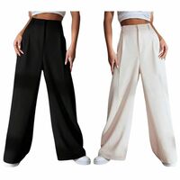 GRECIILOOKS Women High Rise High Waist Trousers Flared Korean Style Formal Pants