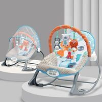 INFANTSO Baby Rocker & Bouncer for 0 to 2 Years (Blue), Portable Rocker for Newborn with Mosquito Net, Calming Vibrations, Soft Music & Hanging Toys
