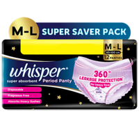 Whisper Super Absorbent Period Panty, M-L, 12 pcs (Specific Loc)