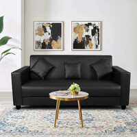 Gnanitha leth Leatherette 3 Seater  Sofa  (Finish Color - BLACK, Pre-assembled)