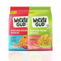 WickedGud Curry (201gm) & Masala (207gm) | Healthy Noodles | Whole Wheat | Whole Wheat | No Maida | No Palm Oil | No MSG |Source of Protein | High Fibre | Cholesterol Free