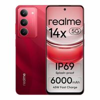 realme 14x 5G Smartphone 6+128GB red, 6.67-inch Screen, 120Hz Display, 6000mAh Battery, 80MP, MediaTek Dimensity 6300, ArmorShell Protection, IP69