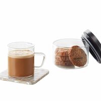 Borosil Classic Jar with Mug Set | 300 ml Borosilicate Glass Jar with 190 ml Mug | Dishwasher & Microwave Safe | Transparent