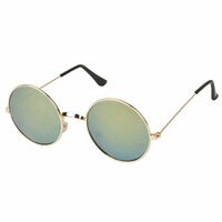 ARZONAI Hammond Round Shape Golden-Yellow Mirrored UV Protection Sunglasses For Men & Women