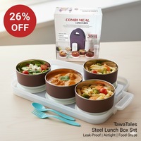 TawaTales Steel Lunch Box Set with Bottle | Leak-Proof, Airtight, Food Grade 3 Containers Lunch Box 26% Off