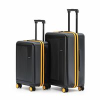 MOKOBARA Polycarbonate The Transit Double Spinner Suitcase Luggage (Crypto Sunray 2.0) (Black and Yellow Set of 2)